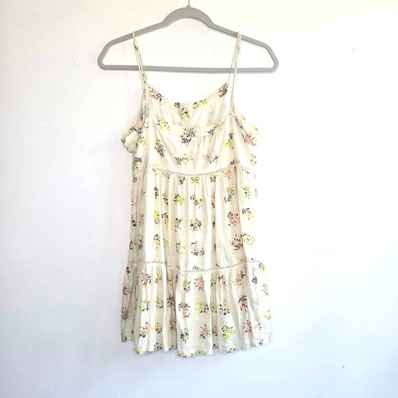 Urban Outfitters Yellow Floral Honey Tiered Mini Dress. Size Small. - Picture 2 of 10